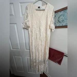 Womens white lace maxi dress